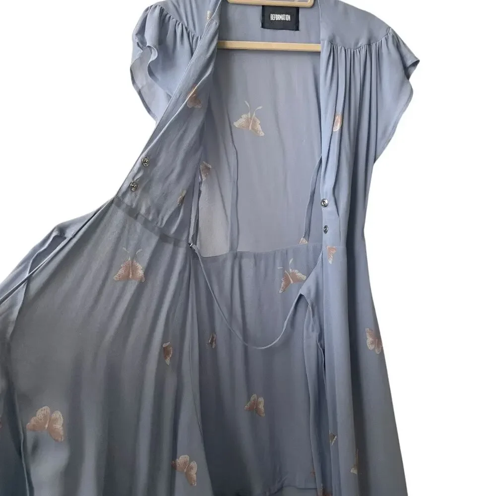 Reformation Sandra Kuren Crane Butterfly Print Maxi Dress Size S - Picture 7 of 16